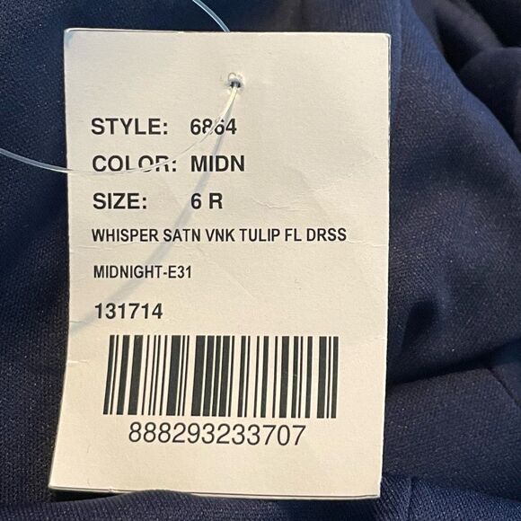 After Six Whisper Formal Gown Faux Wrap Tulip Skirt Midnight Navy Satin 6 - Picture 7 of 8